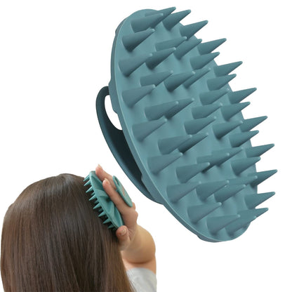 Revitalize Your Scalp with the Dark Green One-Piece Silicone Shampoo Brush - Perfect for All Hair Types!