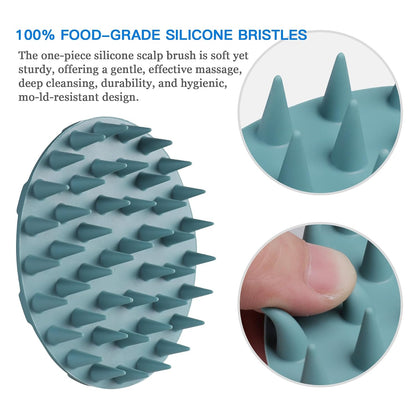 Revitalize Your Scalp with the Dark Green One-Piece Silicone Shampoo Brush - Perfect for All Hair Types!