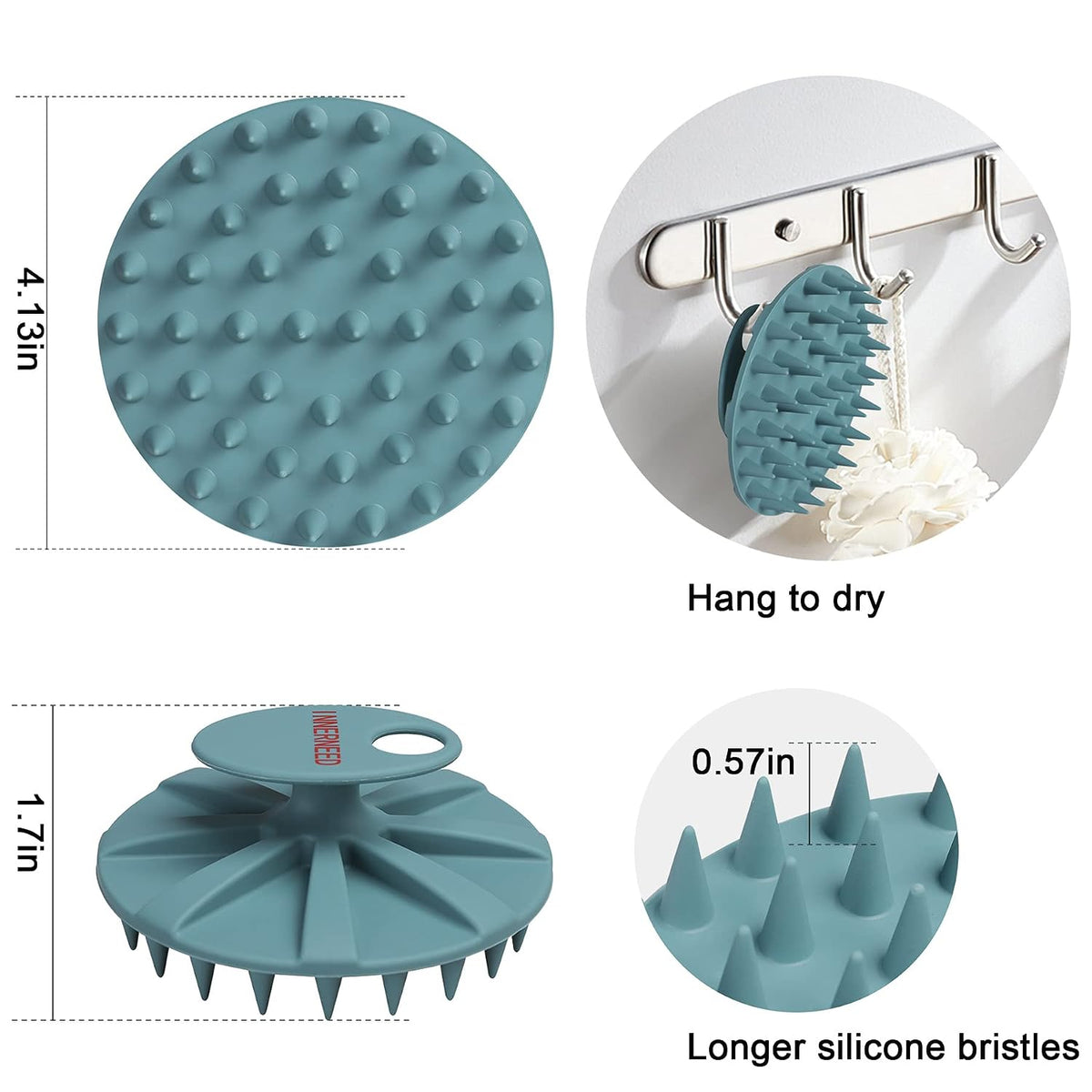 Revitalize Your Scalp with the Dark Green One-Piece Silicone Shampoo Brush - Perfect for All Hair Types!