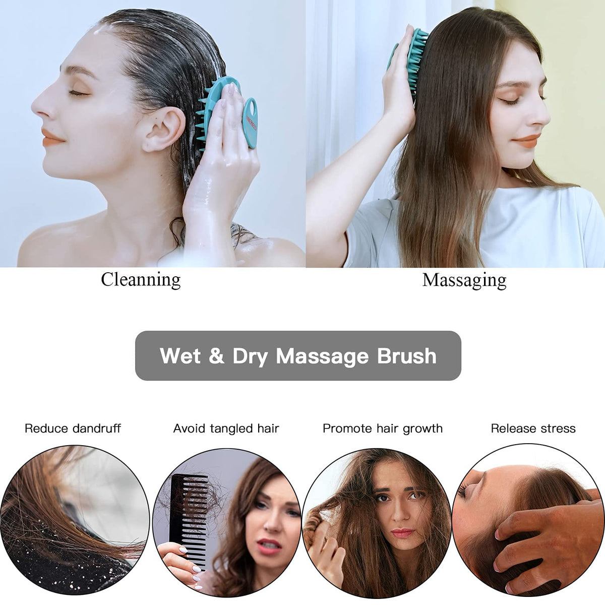 Revitalize Your Scalp with the Dark Green One-Piece Silicone Shampoo Brush - Perfect for All Hair Types!